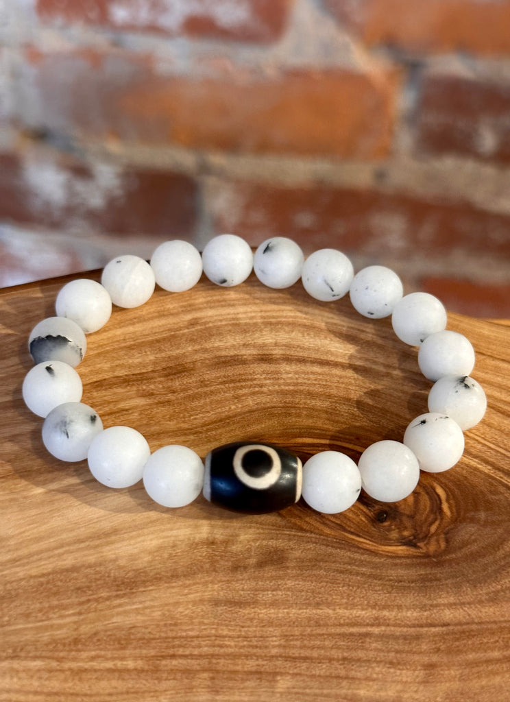 White Matte Tourmaline Quartz Bracelet