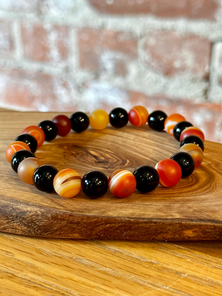 Carnelian Agate & Black Onxy Bracelet